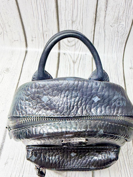 PRE LOVED MCM Stark Bebe Boo Mini Backpack in Black Visetos main image 13